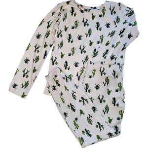 Cozys 2 Piece Pajama Top & Bottom Set Arizona Green Cactus Kids Size 8-9